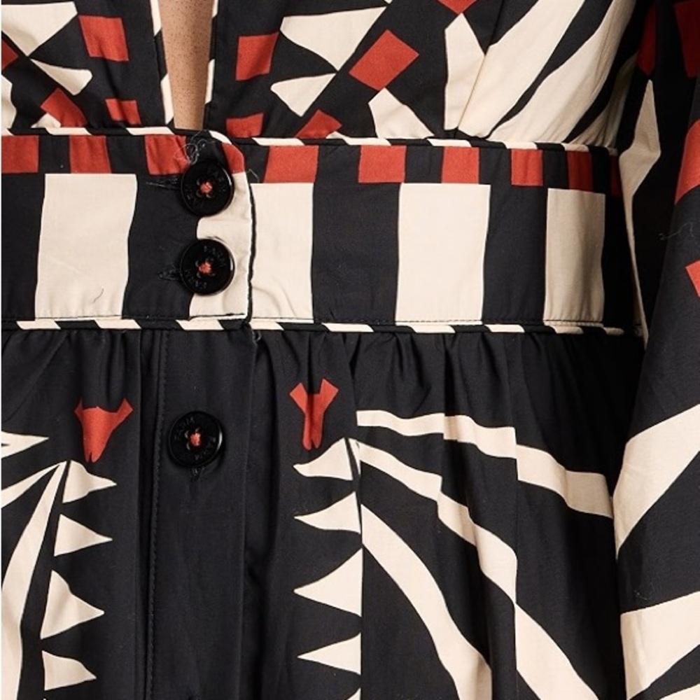 FARM Rio Black, Cream & Red Graphic Long Sleeve Maxi Dress - Picture 3 of 4